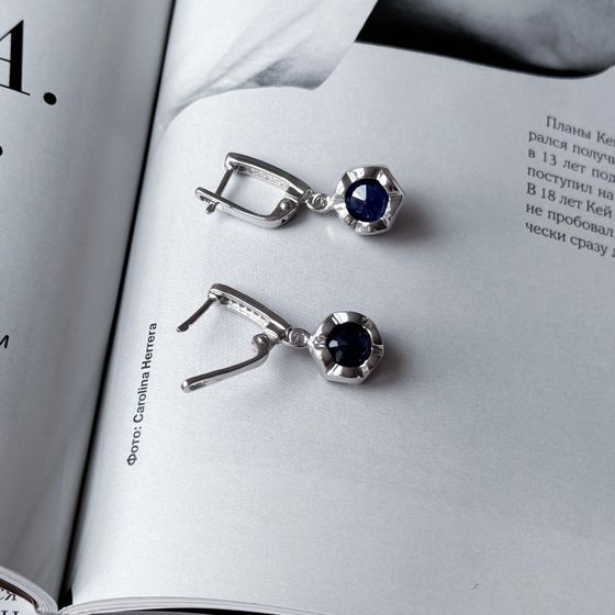 Срібні сережки з сапфіром 8.185ct