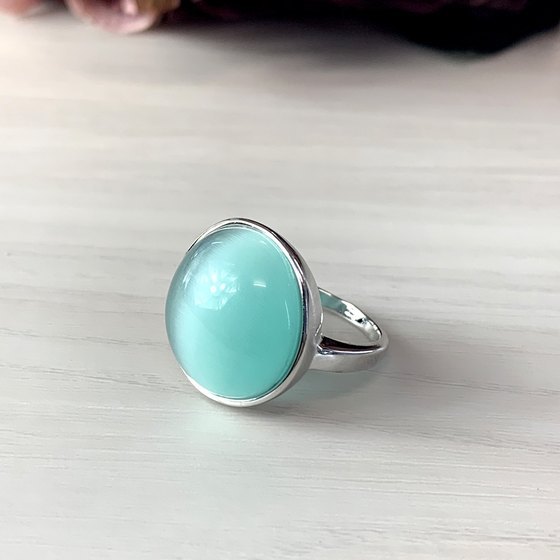 Silver ring with a cat's eye stone (18.469 carats)