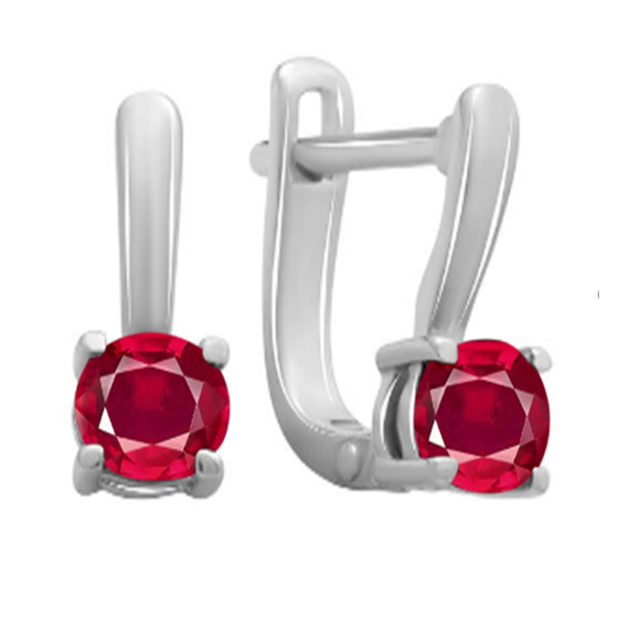 Срібні сережки з рубіном 1,517 карата