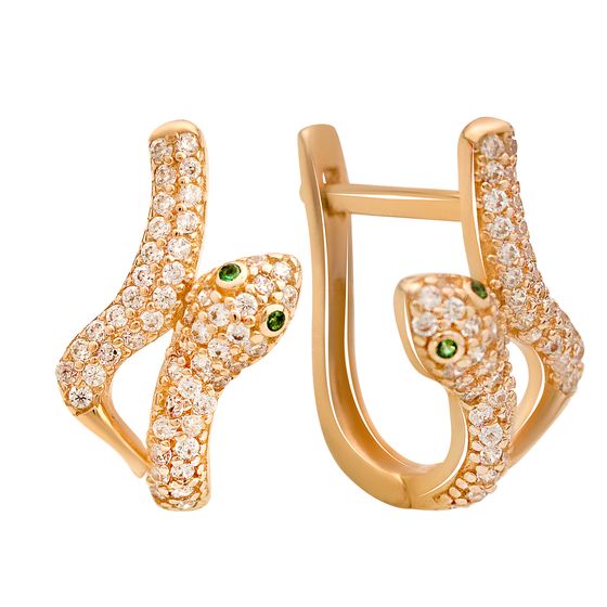 Золотые серьги с фианитами 1.55ct