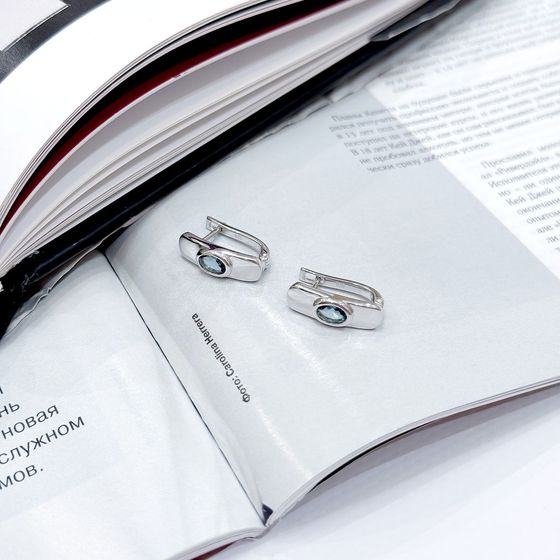 Серебряные серьги с топазом Лондон Блю 0.65ct