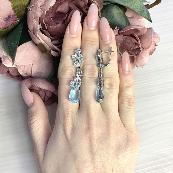Серебряные серьги с топазом 14.928ct