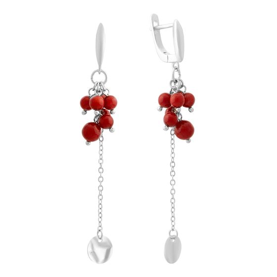 Срібні сережки з коралом