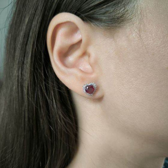 Срібні сережки з рубіном 2.807ct