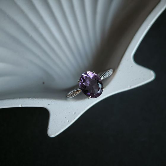 Silver ring with amethyst