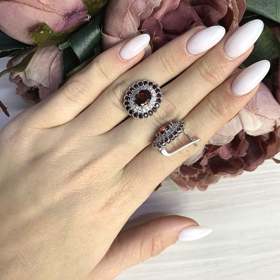 Серебряные серьги с гранатом 5.963ct