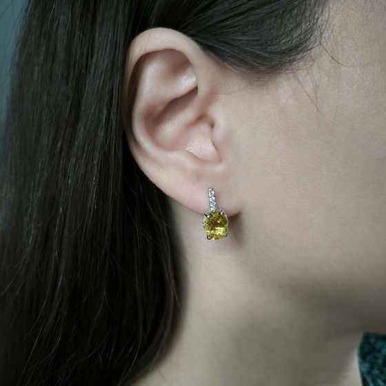 Silver Earrings with Citrine (nano)