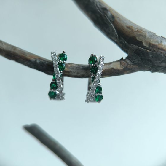 Срібні сережки зі смарагдом nano 1.152ct