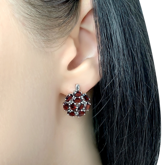 Серебряные серьги с гранатом 6.025ct
