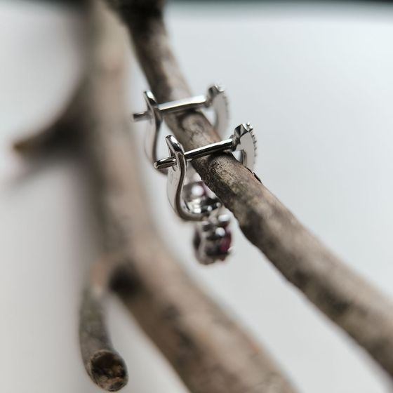 Срібні сережки з рубіном 1.548ct