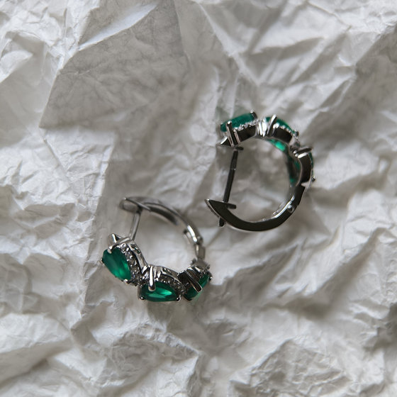 Серебряные серьги с агатом 3.001ct