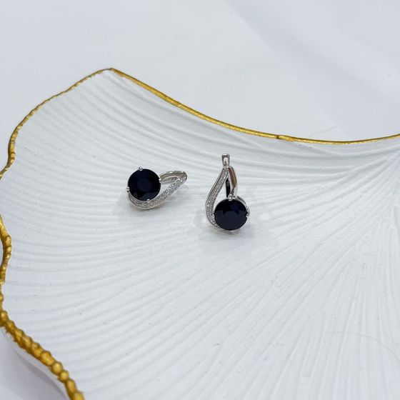 9.975ct Silver Sapphire Earrings