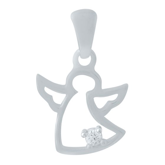 Silver pendant with 0.062-carat cubic zirconia