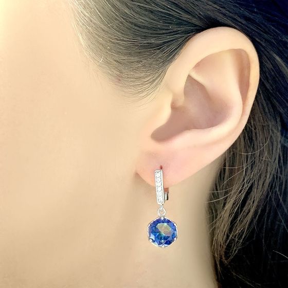 Серебряные серьги с мистик топазом 4.558ct
