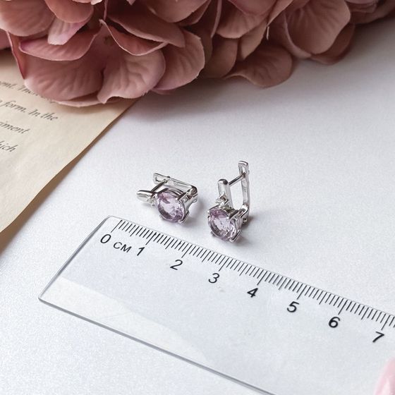 Срібні сережки з аметистом 3.307ct