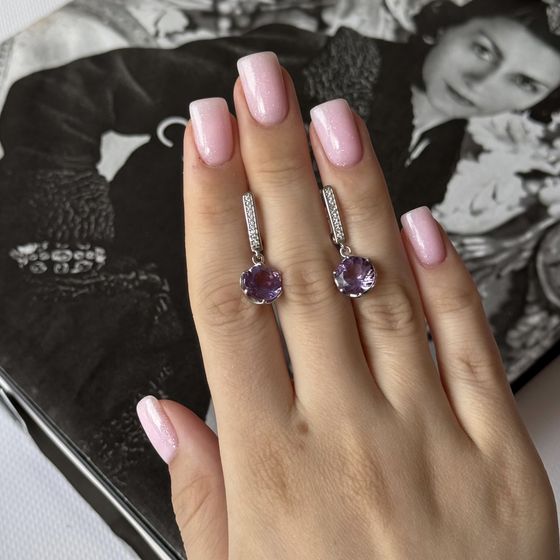 Серебряные серьги с аметистом 5.279ct