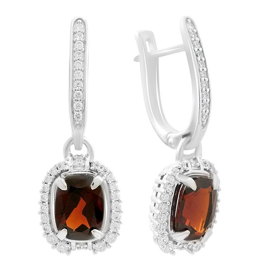 Срібні сережки з гранатом 4.007ct