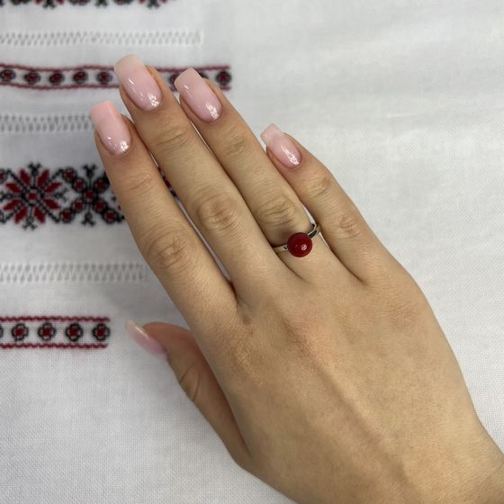 Silver ring with coral