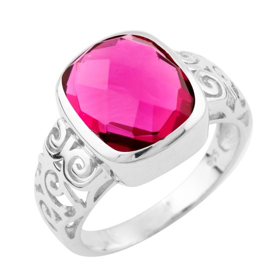 Серебряное кольцо с кришталем, рубином