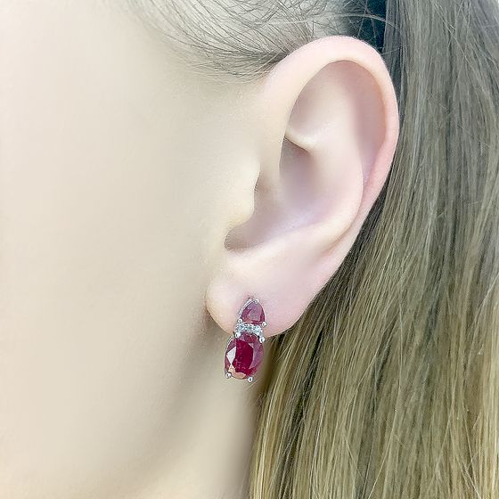 Серебряные серьги с рубином 3.997ct