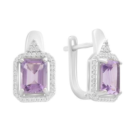 Серебряные серьги с аметистом