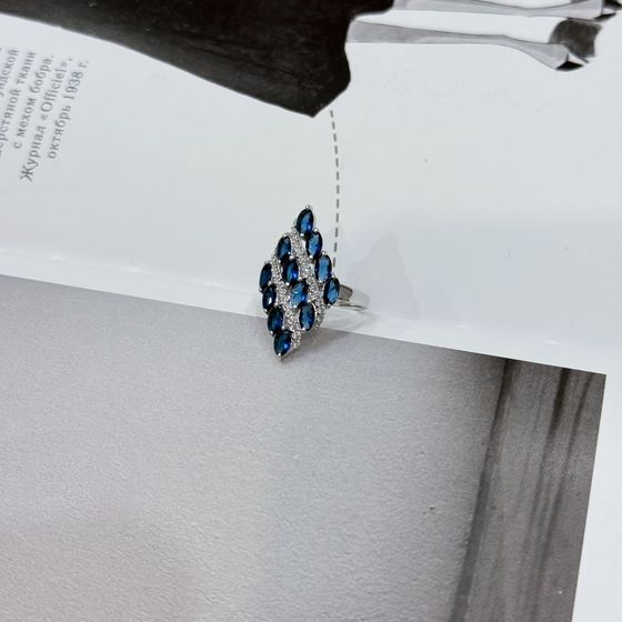Silver ring with nano 2.435ct sapphire