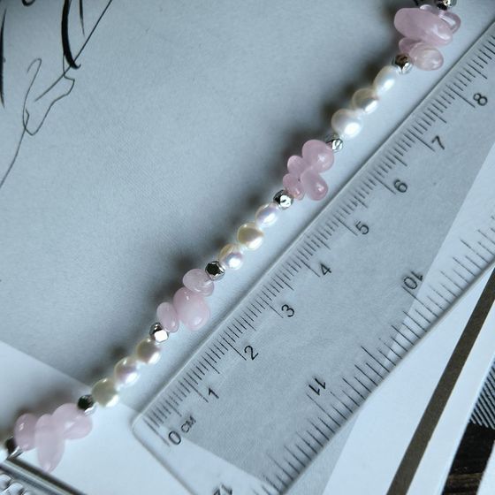 Срібний браслет із кварцом, перлами бароковими