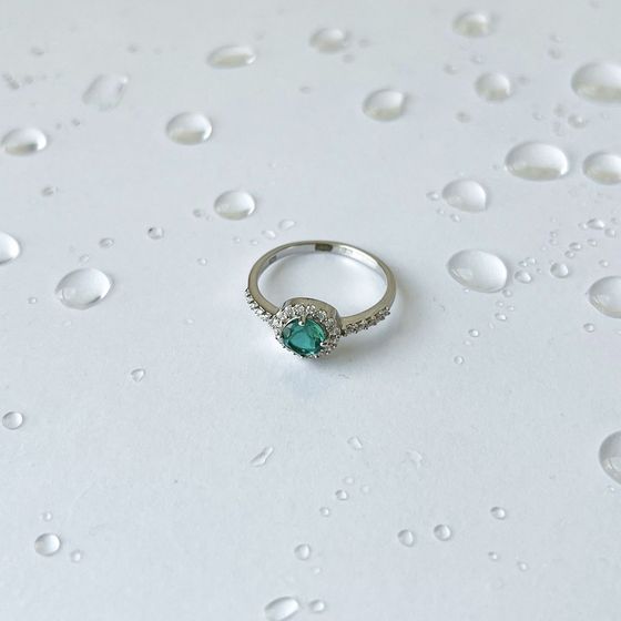 Серебряное кольцо с аквамарином nano 0.455ct, фианитами