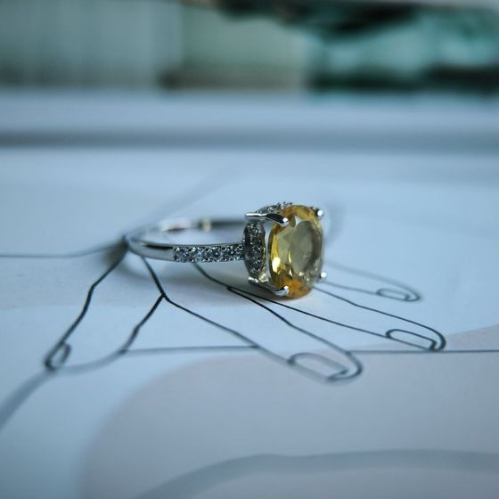 Серебряное кольцо с цитрином nano