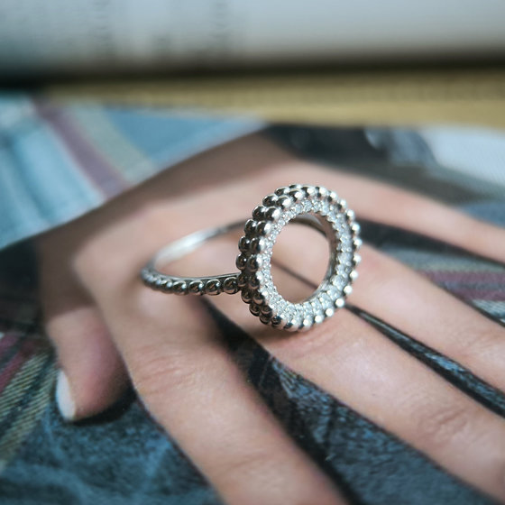 Silver ring with cubic zirconia