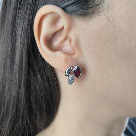 Срібні сережки з гранатом nano 2.434ct