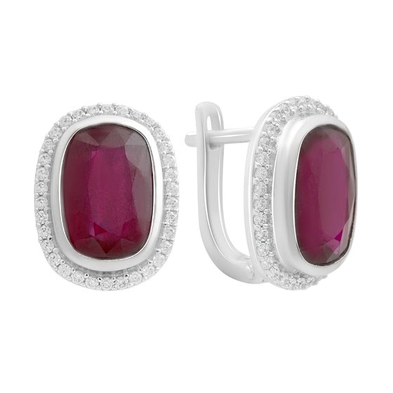Срібні сережки з рубіном 12.095ct