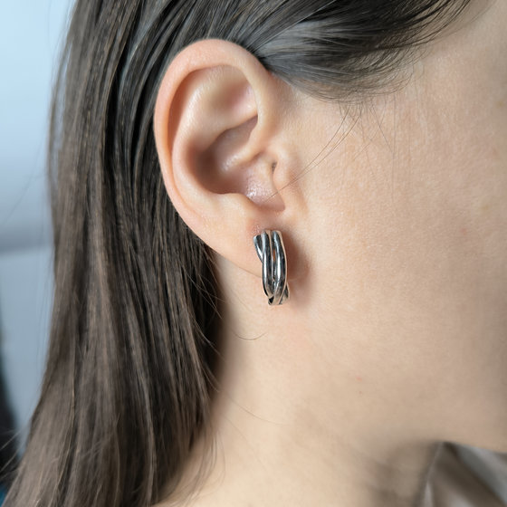 Silver earrings without stones