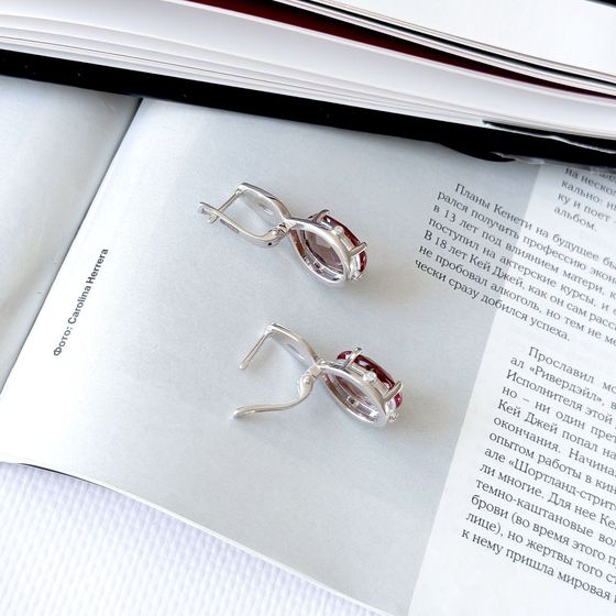 Срібні сережки з султанітом 3.838ct, фіанітами