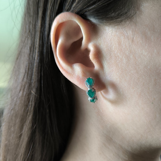 Серебряные серьги с агатом 3.001ct