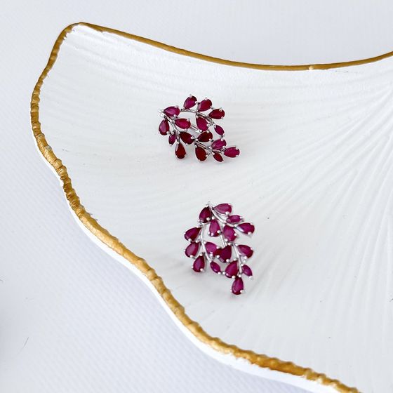 Серебряные серьги с рубином 7.925ct