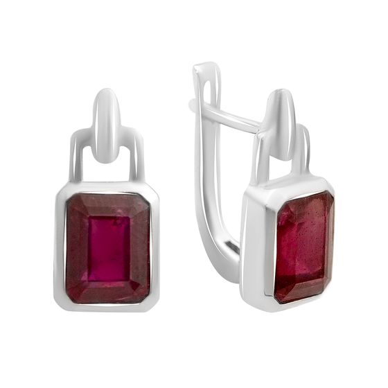 Серебряные серьги с рубином 4.315ct