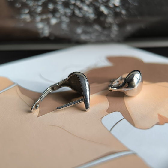 Silver earrings without stones