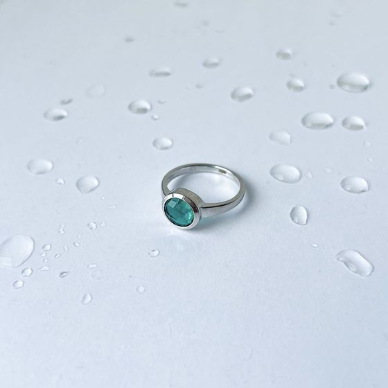 Silver ring with aquamarine nano 1.717ct