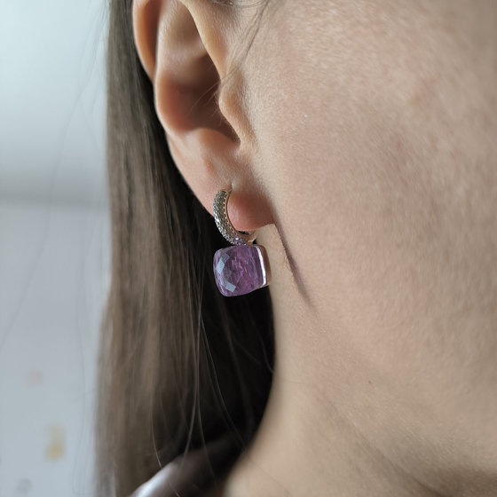 Silver earrings with Phianites