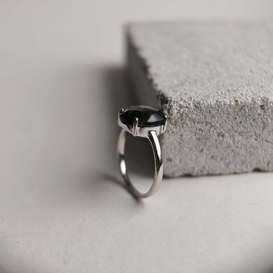 Silver ring with smoky quartz