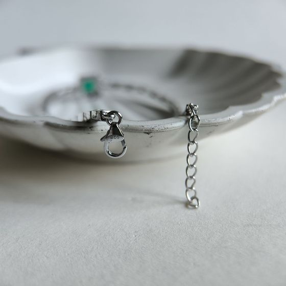 Серебряный браслет с агатом 1.387ct, фианитами