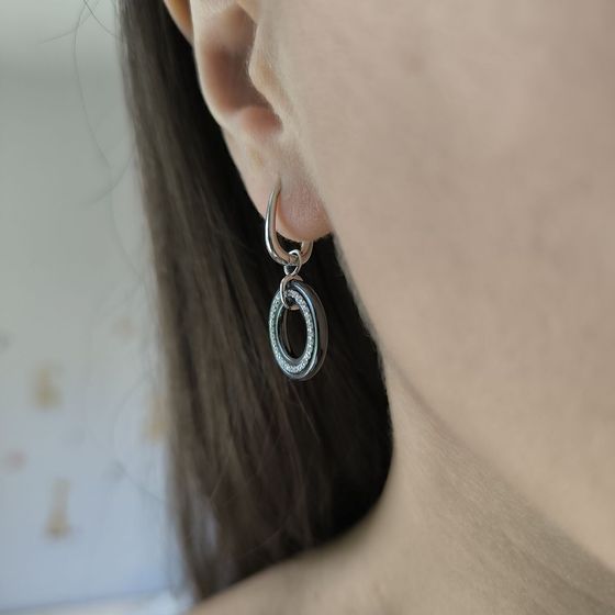 Срібні сережки з , керамікою