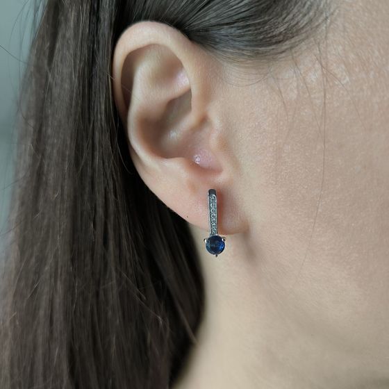 Срібні сережки із сапфіром nano 2.917ct
