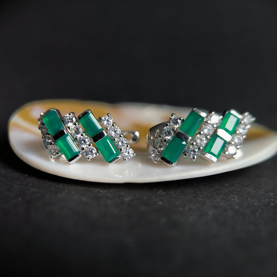 Срібні сережки з агатом 5.288ct