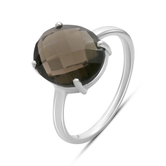 Silver ring with smoky quartz