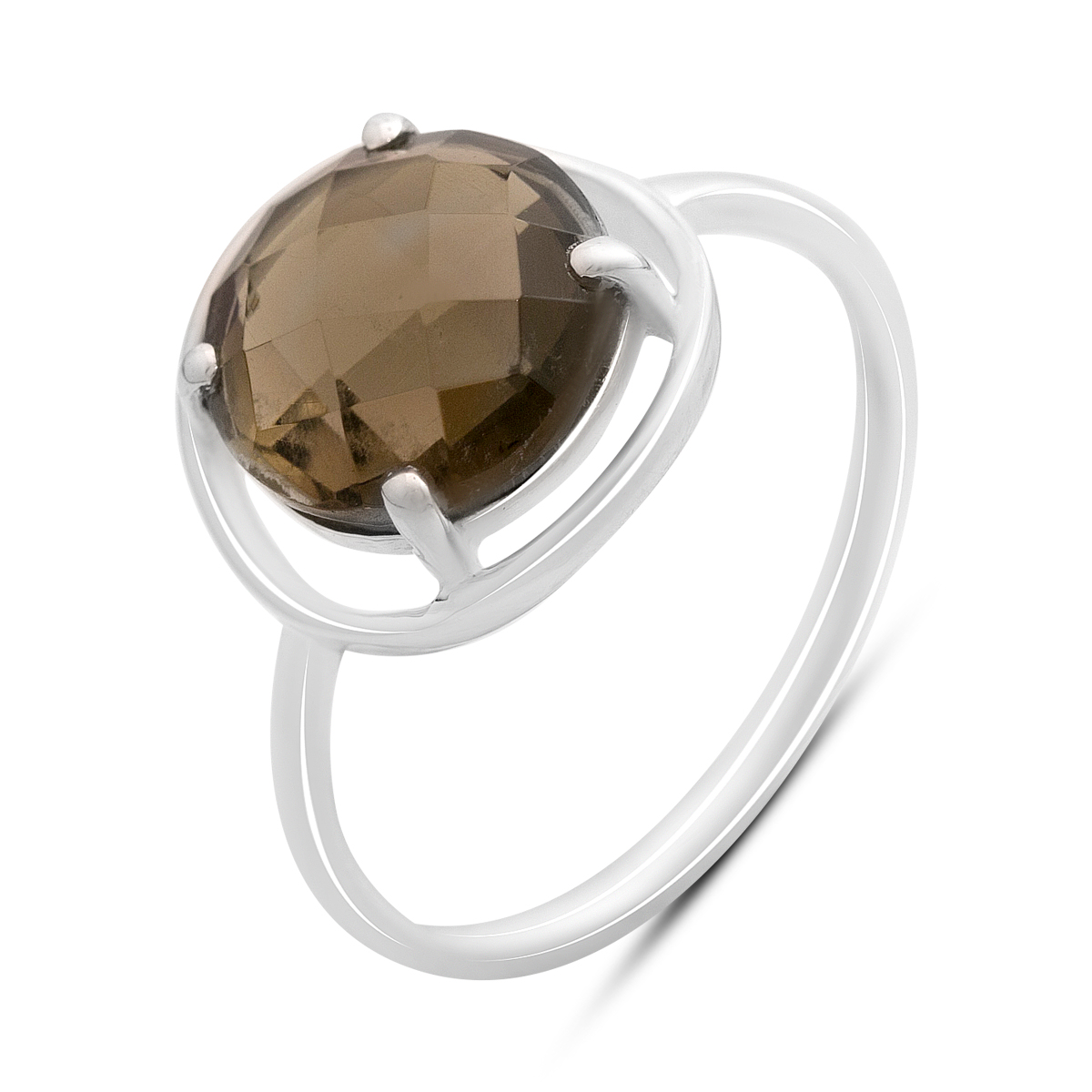 Серебряное кольцо с раухтопазом (дымчатым кварцем) 3.425ct