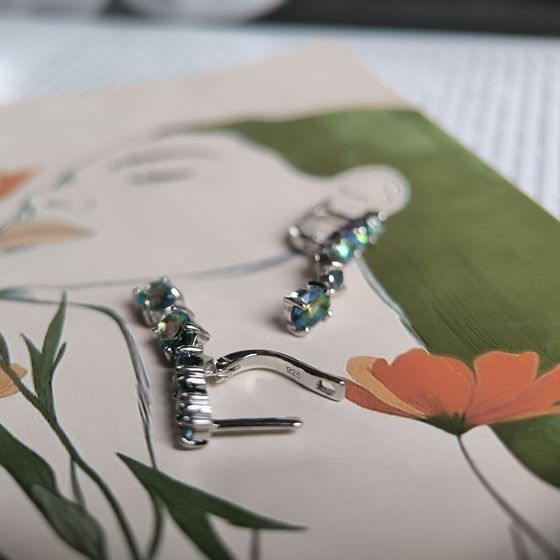 Серебряные серьги с мистик топазом 3.723ct