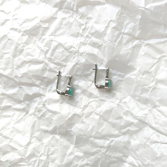Серебряные серьги с изумрудом 1.385ct