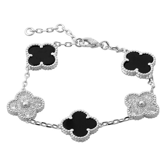 Silver bracelet with onyx